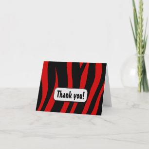 Agradecimiento Impresión de cebra roja "¡Gracias!" tarjeta de not