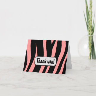 Agradecimiento Impresión de cebra rosa "¡Gracias!" tarjeta de not
