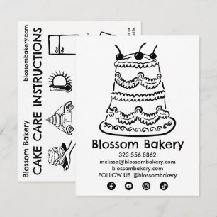 Agradecimiento Instrucciones de Tarjeta de Cuidados de Torta Pana