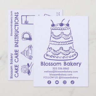 Agradecimiento Instrucciones de Tarjeta de Cuidados de Torta Pana