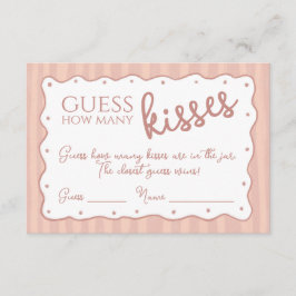 Agradecimiento Juego de Adivina Cuántos Besos Tarjeta Rayada Rosa