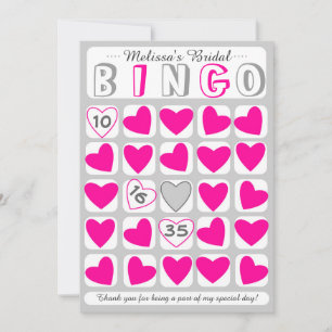 Agradecimiento Juego de bingo nupcial personalizable tarjeta rosa