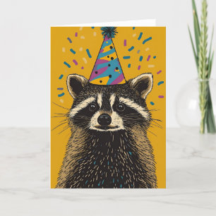 Agradecimiento Jugadora tarjeta de felicitación Raccoon Birthday