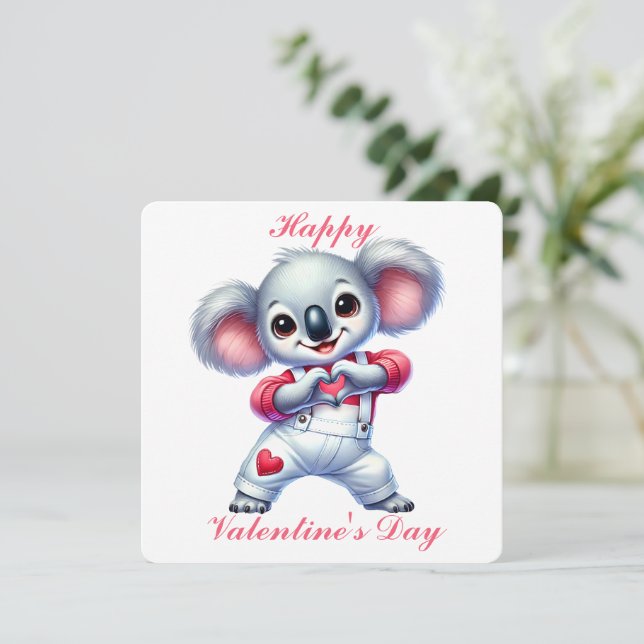 Agradecimiento Koala Adorable - Tarjeta del Día de San Valentín (Anverso de pie)