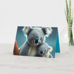 Agradecimiento Koala sosteniendo una tarjeta de Día de la Madre p