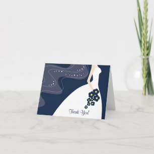 Agradecimiento La novia azul agraciada le agradece tarjeta de