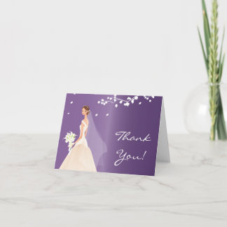 Agradecimiento La novia púrpura elegante le agradece tarjeta de