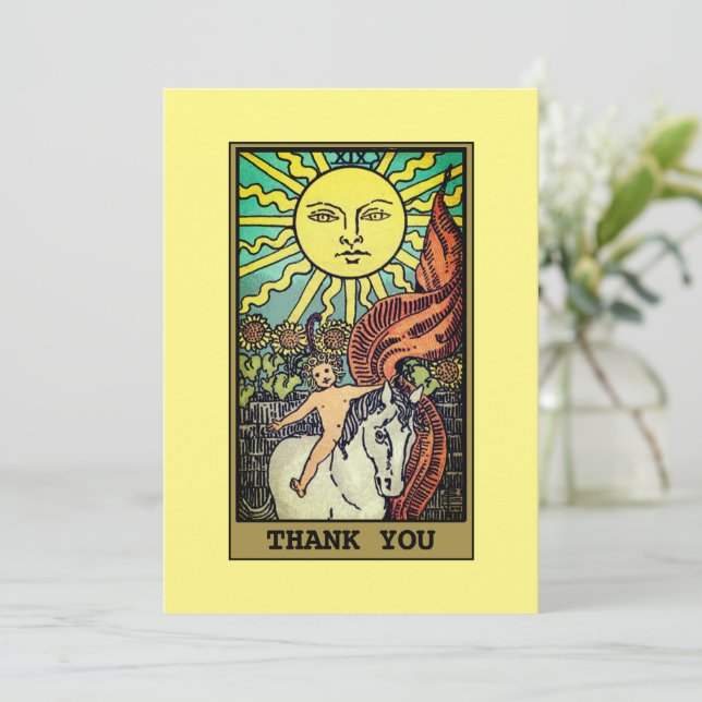 Agradecimiento La tarjeta del Sol de Tarot Tarjeta Amarilla de ag (Anverso de pie)