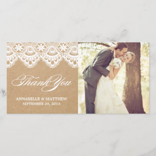 AGRADECIMIENTO LADO RÚSTICO BODA GRACIAS TARJETA DE FOTO