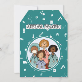 Agradecimiento Las enfermeras curan el mundo. Tarjeta de Apreciac