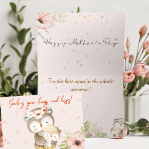 Agradecimiento Lechuza Adorable Feliz Tarjeta del Día de la Madre