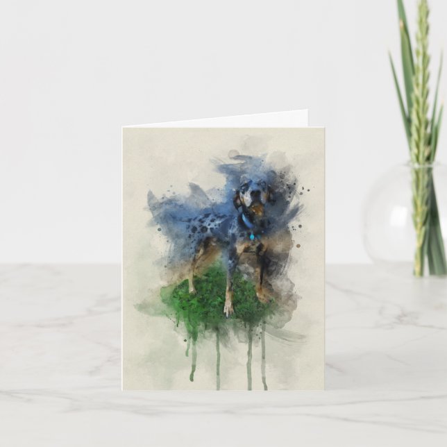 Agradecimiento Leopardo azul perro de Catahoula en tarjeta acuare (Anverso)