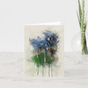 Agradecimiento Leopardo azul perro de Catahoula en tarjeta acuare