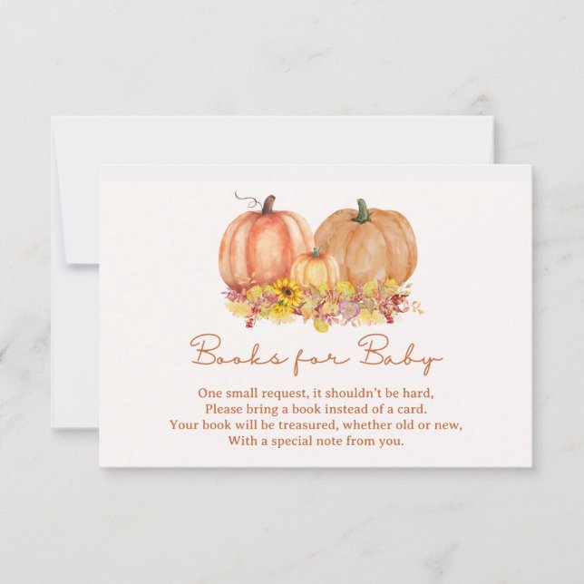 Agradecimiento Libros de calabaza de otoño para tarjeta de bebé – (Anverso)