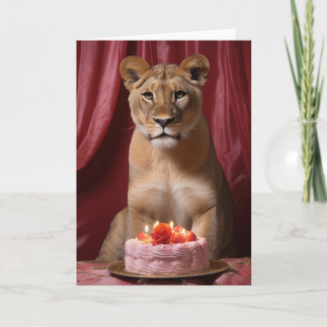 Agradecimiento Lioness con tarjeta de pastelería de cumpleaños (Anverso)