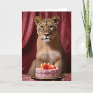 Agradecimiento Lioness con tarjeta de pastelería de cumpleaños