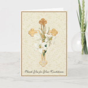 Agradecimiento Lirios Cruz de Oro Tarjeta Cristiana de Agradecimi