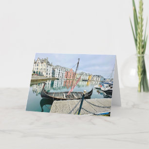 Agradecimiento Localidad de Ålesund en Noruega, tarjeta de felici