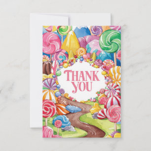 Agradecimiento Lollipop Delicious Candyland tarjeta de agradecimi