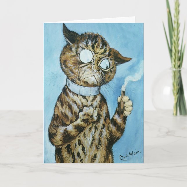 AGRADECIMIENTO LOUIS WAIN CIGAR CAT TARJETA DE CUMPLEAÑOS PARA ÉL (Anverso)