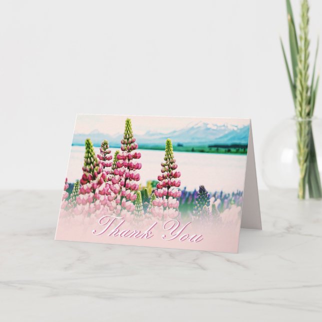 Agradecimiento Lupins Flowers Tarjeta de la Naturaleza de las Mon (Anverso)