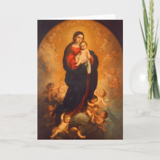 Agradecimiento Madonna y niño en gloria... Tarjeta de navidad (Anverso)