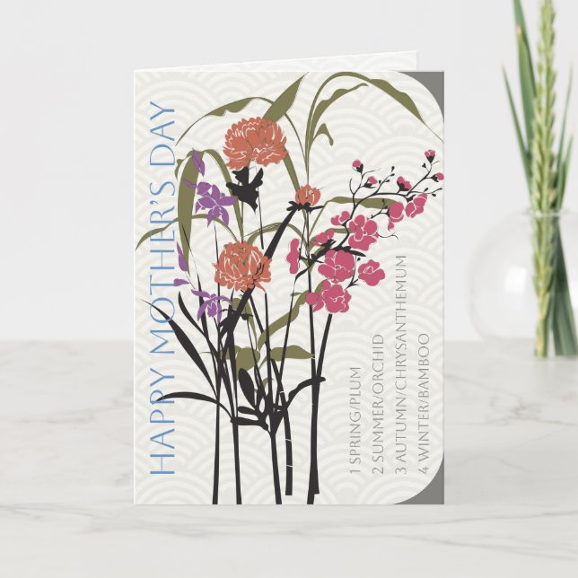 Agradecimiento Mah Jongg flora tarjeta del día de la madre (Anverso)