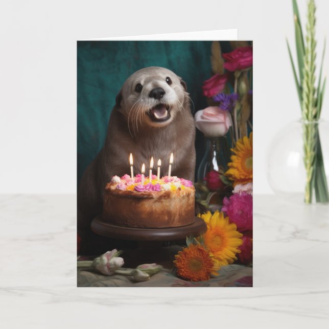 Agradecimiento Mantequilla con pastel de cumpleaños - Tarjeta (Anverso)
