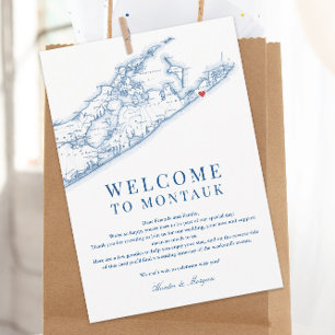 Agradecimiento Mapa de Montauk NY Tarjeta de Bienvenida de Boda A