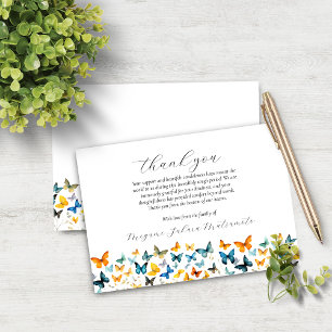 Agradecimiento Memorial de la Mariposa Gracias Tarjeta Elegante N