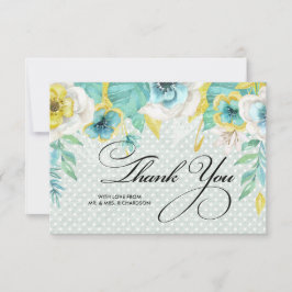 Agradecimiento Menta | Tarjeta de Boda Floral Amarilla