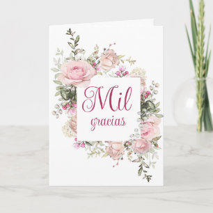 Agradecimiento Mil Gracias, Tarjeta En Español, Tarjeta De Gracia