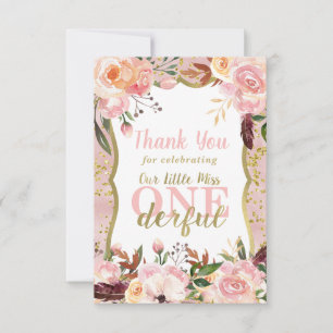 Agradecimiento Miss OneMaravilloso cumpleaños, tarjeta de agradec