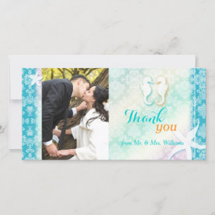 Agradecimiento Moda Beach Seahorse Boda Foto Tarjeta de agradecim