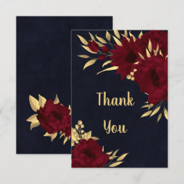 Agradecimiento Moda borgoña y marina de oro tarjeta de agradecimi