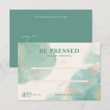 Moda Verde azulada de acuarela Presión En Tarjeta 