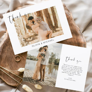 Agradecimiento Moderno Boda de fotografía simple Elegante Tarjeta
