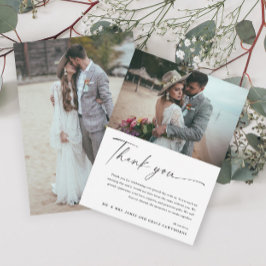 Agradecimiento Moderno Elegante Tarjeta de Boda en Blanco y Negro