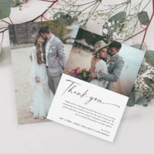 Agradecimiento Moderno Elegante Tarjeta de Boda en Blanco y Negro