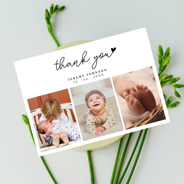 Agradecimiento moderno para baby shower con 3 foto (Subido por el creador)
