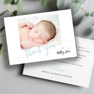 Agradecimiento moderno para baby shower de niño co