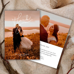 Agradecimiento Moderno Simple Tarjeta de Bodas con Foto