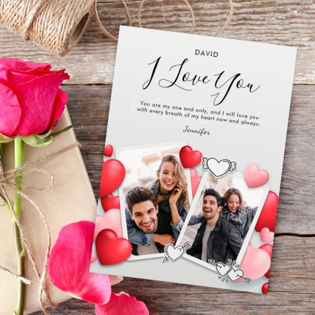 Agradecimiento Moderno, te amo la tarjeta de vacaciones de fotos (Subido por el creador)