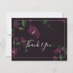 Agradecimiento Moody Purple Blooms Pattern Tarjeta de agradecimie
