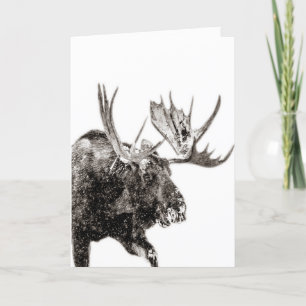 Agradecimiento Moose de toro en la tarjeta de saludo de nieve