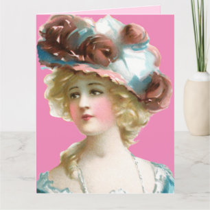 AGRADECIMIENTO MUJER DAMA VICTORIANA QUE PIENSA EN TI TARJETA DE