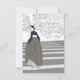 Agradecimiento Mujer hanbok moderna Tarjeta de saludo