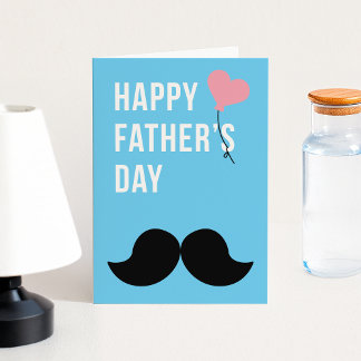 Agradecimiento Mustache Amor por papá: Tarjeta doblada del Día de