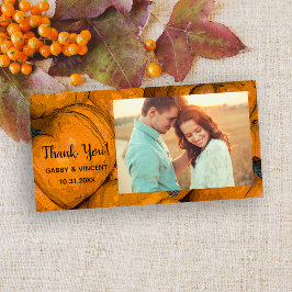 Agradecimiento Naranja Calabaza de Otoño Gracias Tarjeta Fotográf
