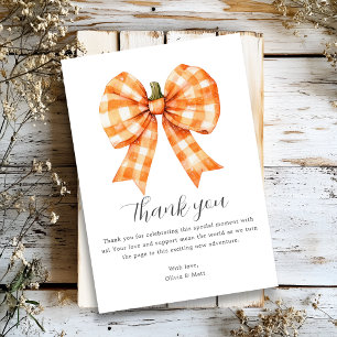Agradecimiento Naranja de otoño Bow Baby Shower Gracias Tarjeta